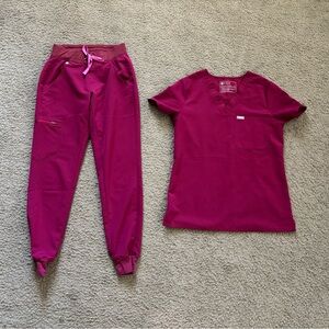 XS/XXS FIGS Dark Magenta scrub set